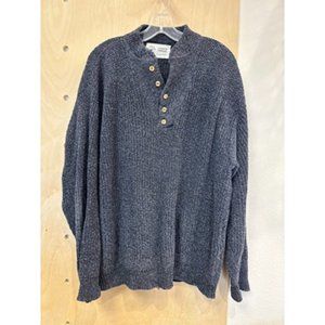 Common Threads Blue Henley Long Sleeve Knit Pullover Sweater Size XL